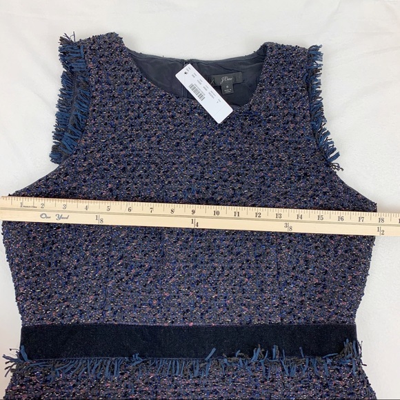 J Crew Sparkle Tweed sheath dress velvet frayed - Picture 8 of 12